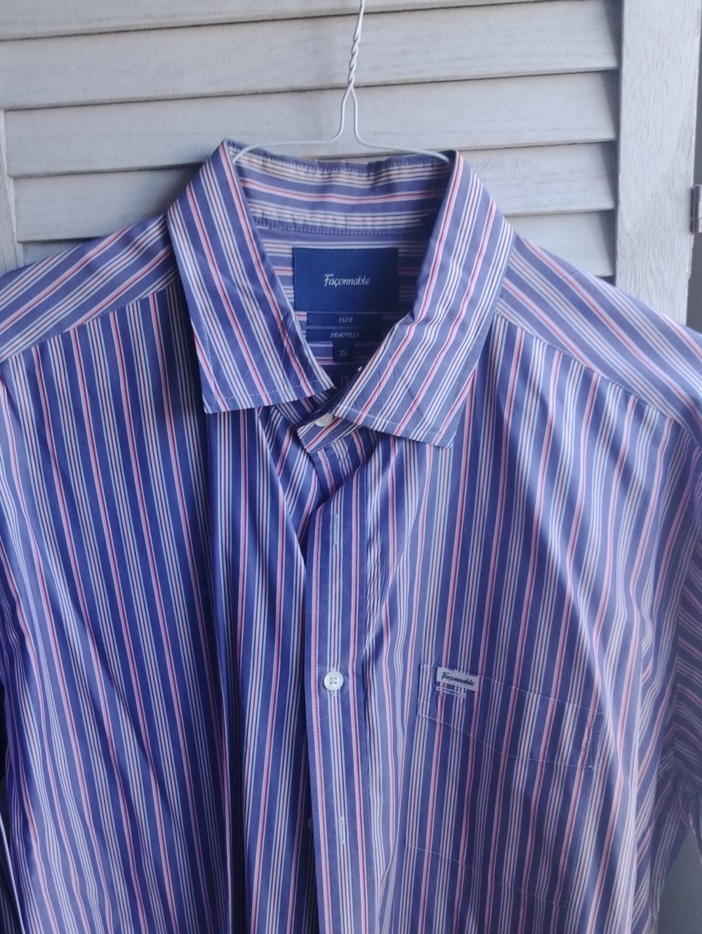 Faconnable Men's Club Dress Purple Blue Maroon Pink Striped Shirt